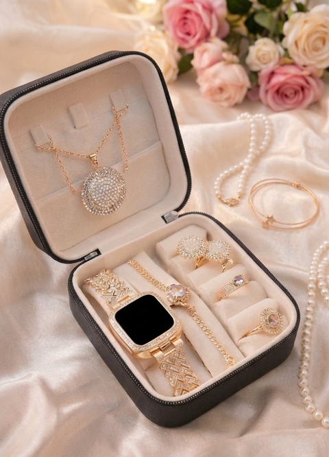 Luxury Velvet Jewelry Travel Box | Compact Jewelry Case for Women
